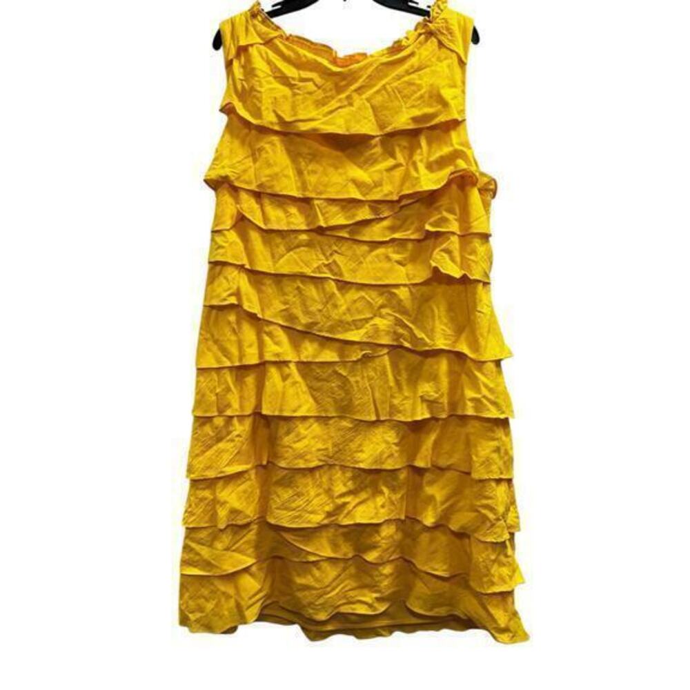 SL Fashion Canary yellow sleeveless full tiered ruffle dress plus NWT Sz 24W